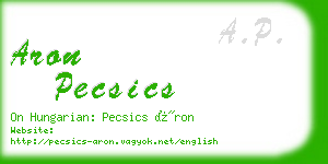 aron pecsics business card